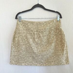 TEEZHER Size Large Flat Waistband Pull On Skort Taupe & Cream Tweed Look Print